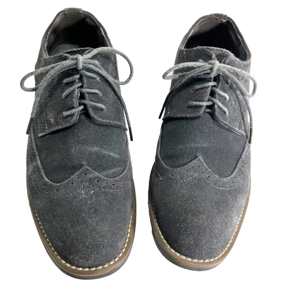 BRUNO MARC Gray Mens Size 8.5 Urban Oxford Shoes Lace Up Casual Wingtip Suede